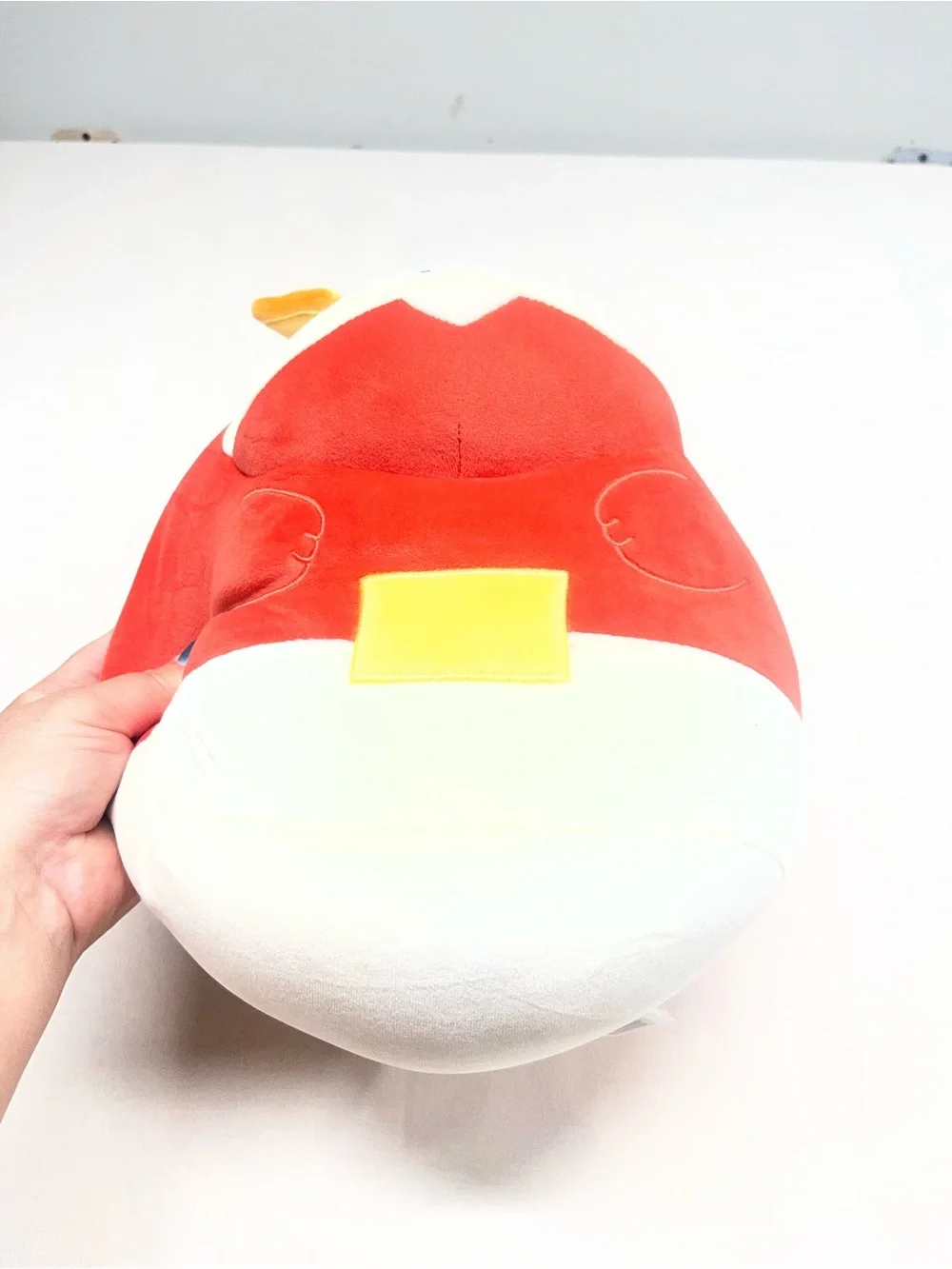 Squishmallows Red White Plush Character with Yellow Patch